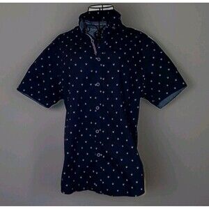 Denim & Flower Ricky Singh Navy White Skulls M/L Rock Goth Metal Slim Fit Mens